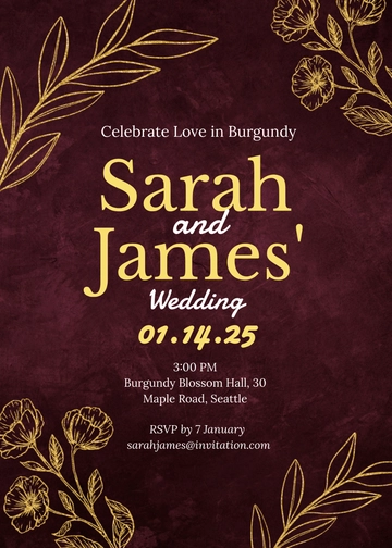 Free Burgundy Floral Invitation Template to Edit Online