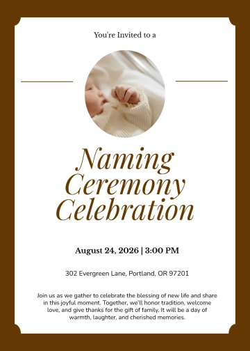 Free Themed Naming Ceremony Invitation Template to Edit Online