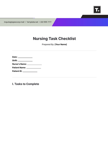 Free Nursing Task Checklist Template to Edit Online