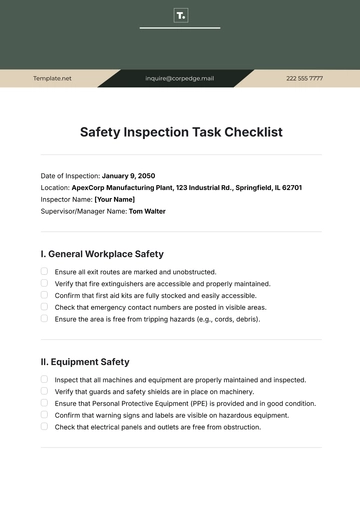 Free Safety Inspection Task Checklist Template to Edit Online Free Safety Inspection Task Checklist Template to Edit Online