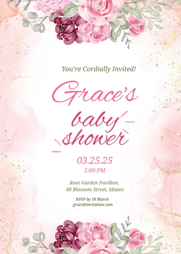 Free Rose Floral Invitation Template to Edit Online