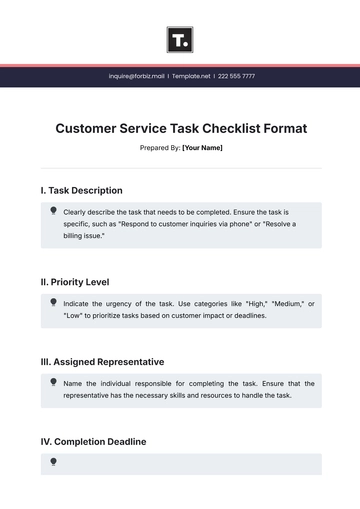 Free Customer Service Task Checklist Format Template to Edit Online Free Customer Service Task Checklist Format Template to Edit Online