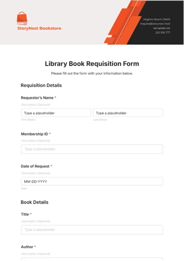 Free Library Book Requisition Form Template to Edit Online