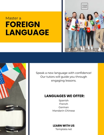 Free Foreign Language Tuition Flyer Template to Edit Online