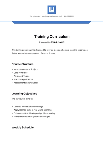 Free Training Curriculum Template to Edit Online