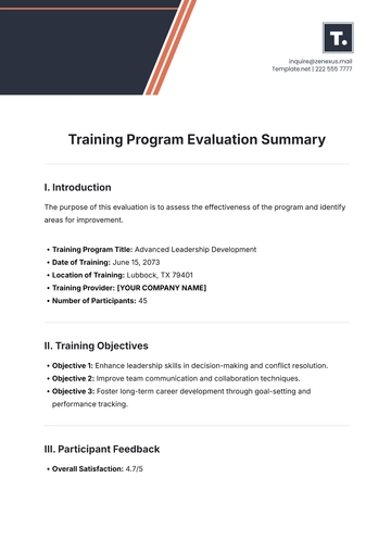 Free Training Program Evaluation Summary Template to Edit Online