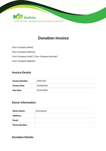 Free Donation Invoice Template to Edit Online