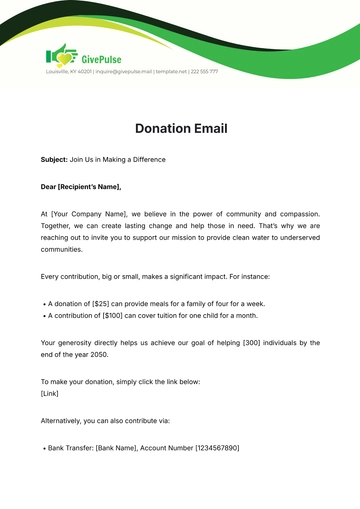 Free Donation Email Template to Edit Online