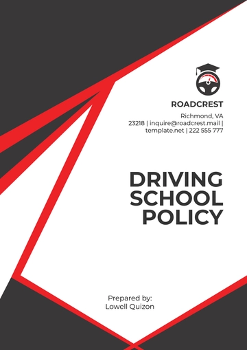 Free Driving School Policy Template to Edit Online