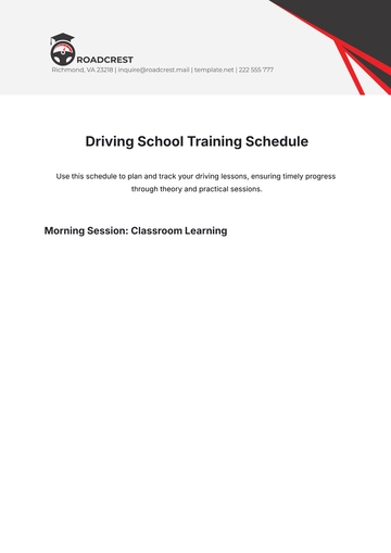 Free Driving School Training Schedule Template to Edit Online