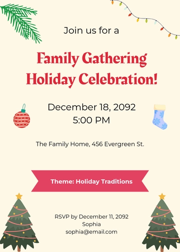 Free Family Gathering Holiday Invitation Template to Edit Online