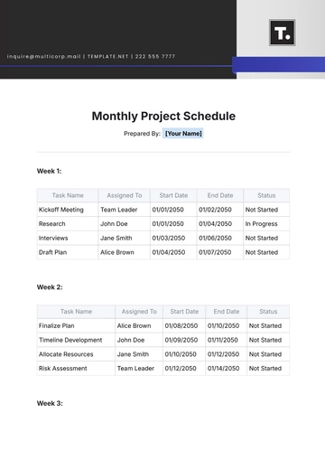 Free Monthly Project Schedule Template to Edit Online