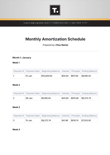 Free Monthly Amortization Schedule Template to Edit Online