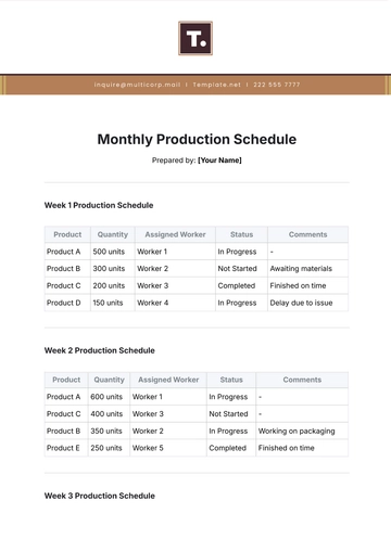Free Monthly Production Schedule Template to Edit Online
