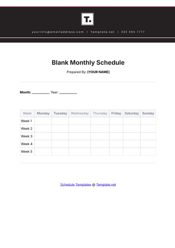 Free Blank Monthly Schedule Template to Edit Online