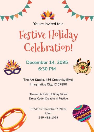 Free Creative Festive Holiday Invitation Template to Edit Online