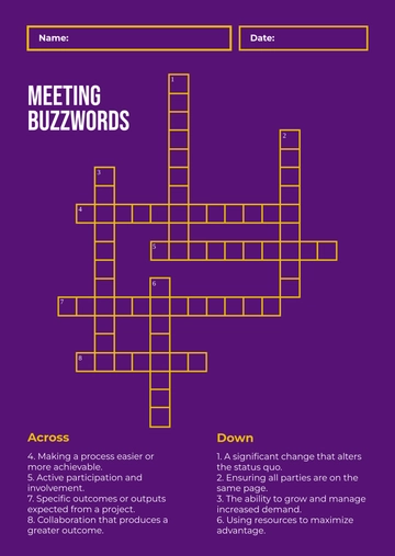 Free Corporate Event Mini Crossword Template to Edit Online