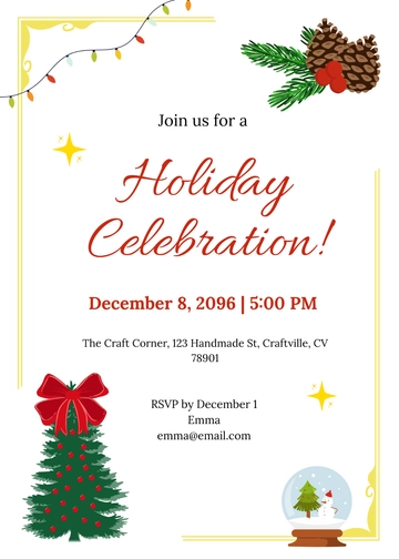 Free DIY Holiday Invitation Template to Edit Online