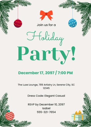 Free Aesthetic Holiday Invitation Template to Edit Online