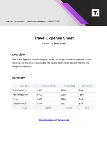 Free Travel Expense Sheet Template to Edit Online