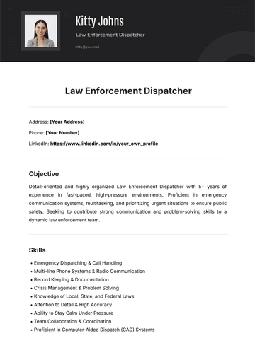 Free Law Enforcement Dispatcher Template to Edit Online