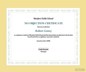 No Objection Certificate for Student Template