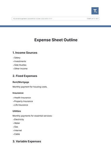 Free Expense Sheet Outline Template to Edit Online
