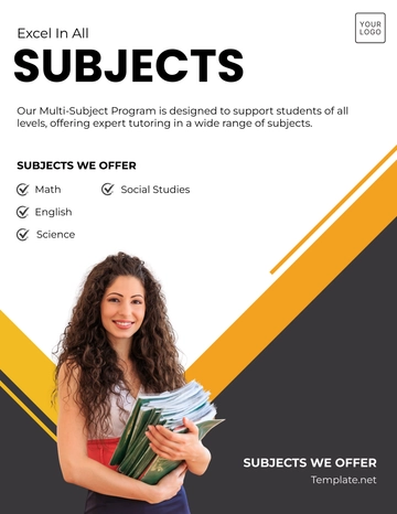 Free Multi-Subject Tuition Flyer Template to Edit Online