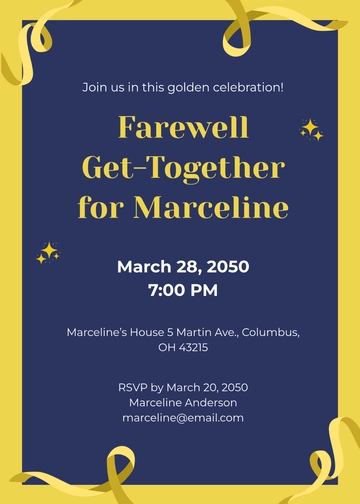 Free Gold-Themed Farewell Invitation Template to Edit Online