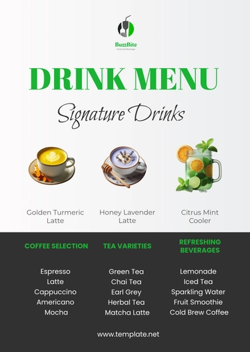Free Drink Menu Template to Edit Online