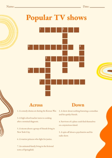 Free Daily Mini Crossword Template to Edit Online