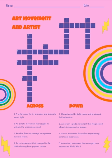 Free Fun Mini Crossword Template to Edit Online