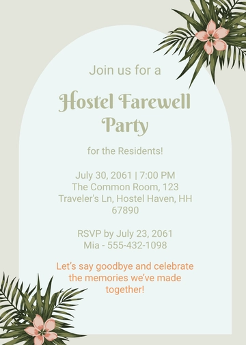 Free Hostel Farewell Invitation Template to Edit Online