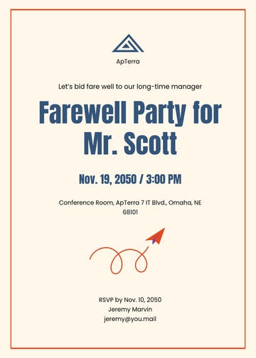 Free Aesthetic Farewell Invitation for Boss Template to Edit Online