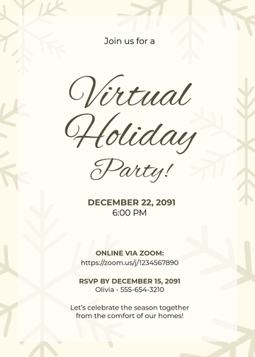 Free Virtual Holiday Party Invitation Template to Edit Online