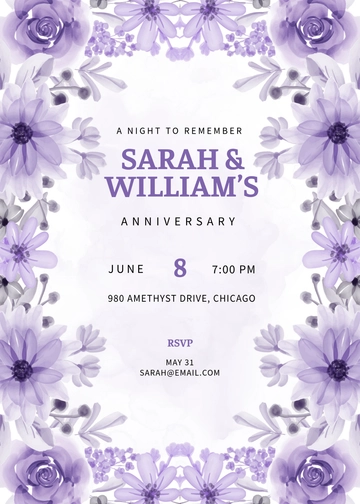 Free Background Purple Floral Invitation Template to Edit Online