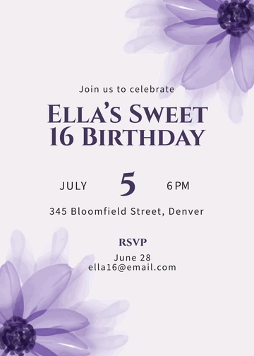Free Lavender Floral Invitation Template to Edit Online