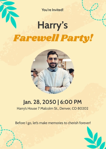 Free Farewell Invitation Card for Friend Template to Edit Online