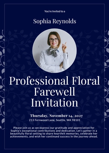 Free Professional Floral Farewell Invitation Template to Edit Online