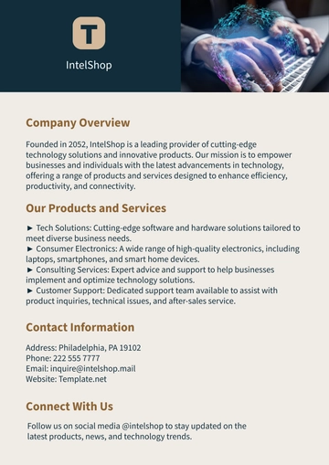 Free One-page Company Profile Template to Edit Online