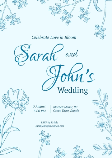 Free Blue Floral Invitation Template to Edit Online