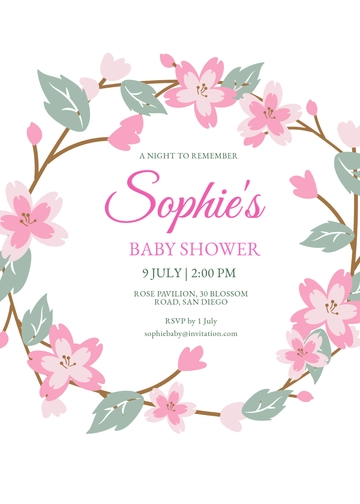 Free Pink Floral Invitation Template to Edit Online