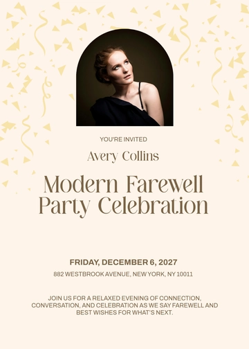 Free Modern Farewell Invitation Template to Edit Online