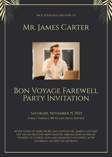 Free Bon Voyage Farewell Party Invitation Template to Edit Online