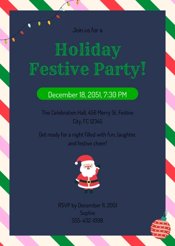Free Festive Party Holiday Invitation Template to Edit Online