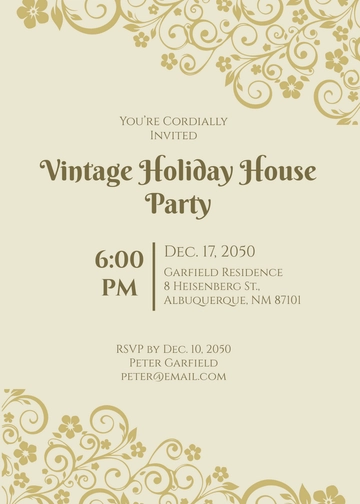 Free Vintage Holiday Invitation Template to Edit Online