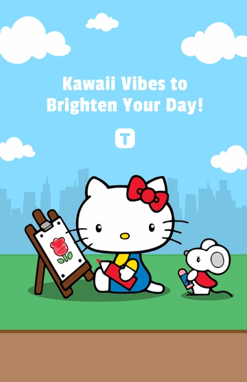 Free Crayon Art Hello Kitty Poster Template to Edit Online