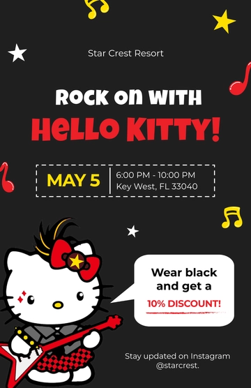 Free Rock Style Hello Kitty Poster Template to Edit Online