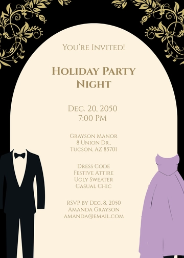 Free Dress Code For Holiday Parties Invitation Template to Edit Online