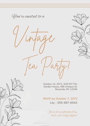 Free Vintage Tea Party Invitation Template to Edit Online